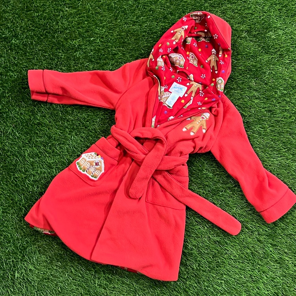 Nick & Nora Toddler Bathrobe , Holiday Gingerbread Print